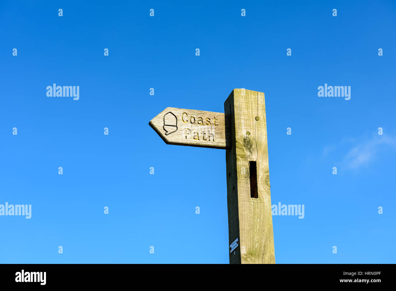 Coast path sign at Braunton Marsh, Devon, England Stock Photo - Alamy