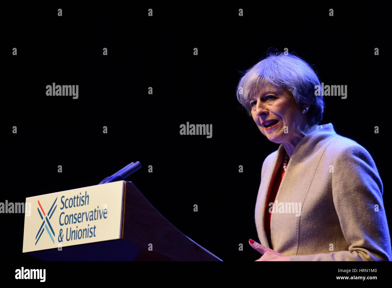 Glasgow, Scotland, UK. 3rd March 2017. Prime Minister Theresa May addresses the Scottish Conservative Party spring conference, Credit: Ken Jack/Alamy Live News Stock Photo