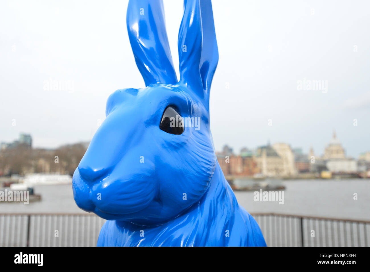 Southbank, London, UK. 3rd Mar, 2017. Blue plastic rabbits promotion