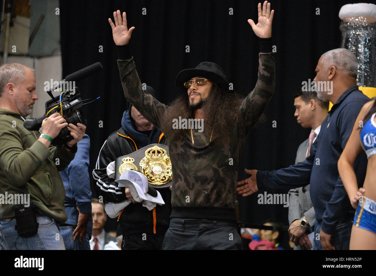 New York, USA- 03 Mar 2017- Boxer Keith Thurman at the official weigh-in for his welterweight championship fight against Danny Garcia on March 4, 2017 at the Barclay's Center in Brooklyn, New York. credit: Erik Pendzich Credit: Erik Pendzich/Alamy Live News Stock Photo