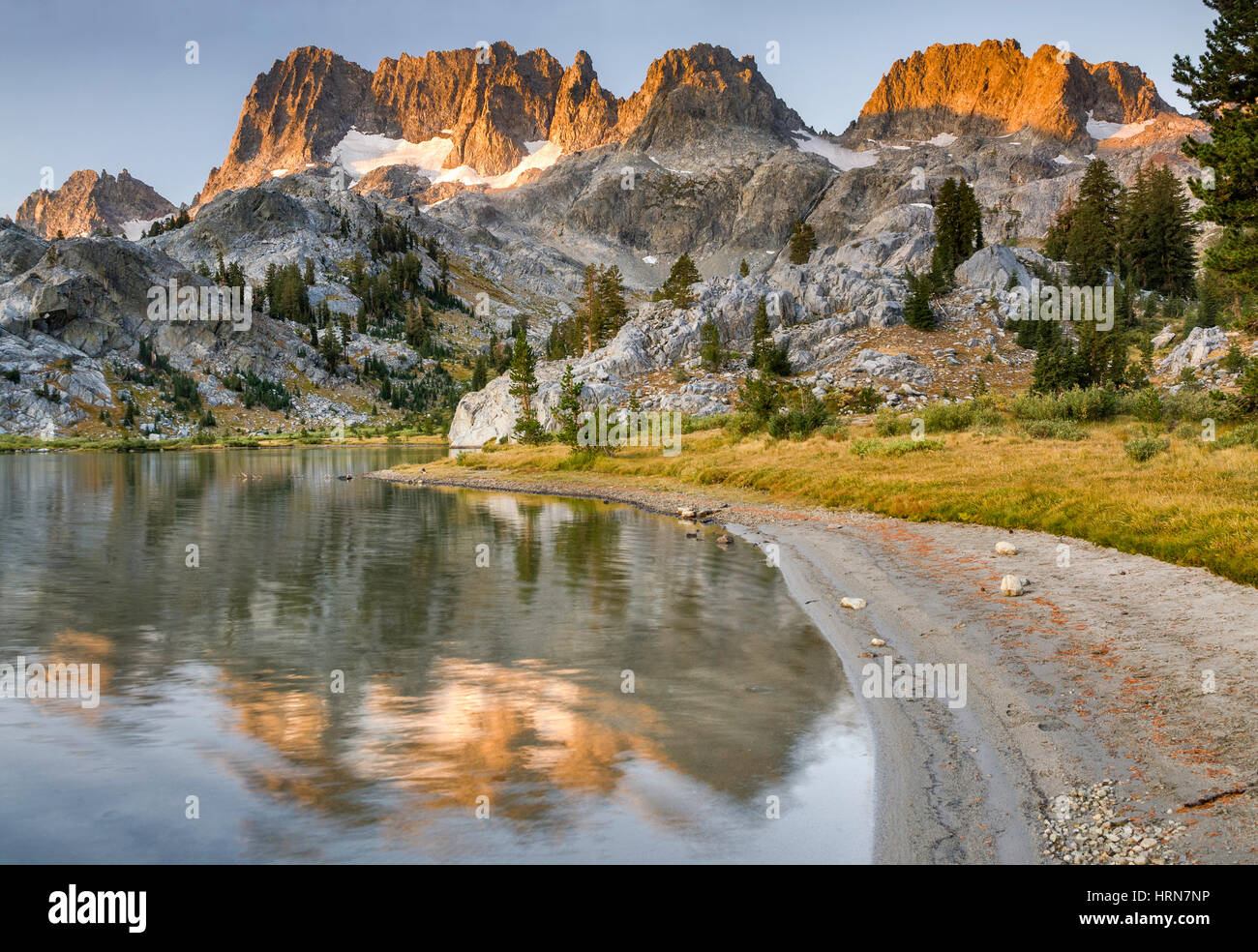 Minarets over Ediza Lake at sunrise, Sierra Nevada, Ansel Adams ...