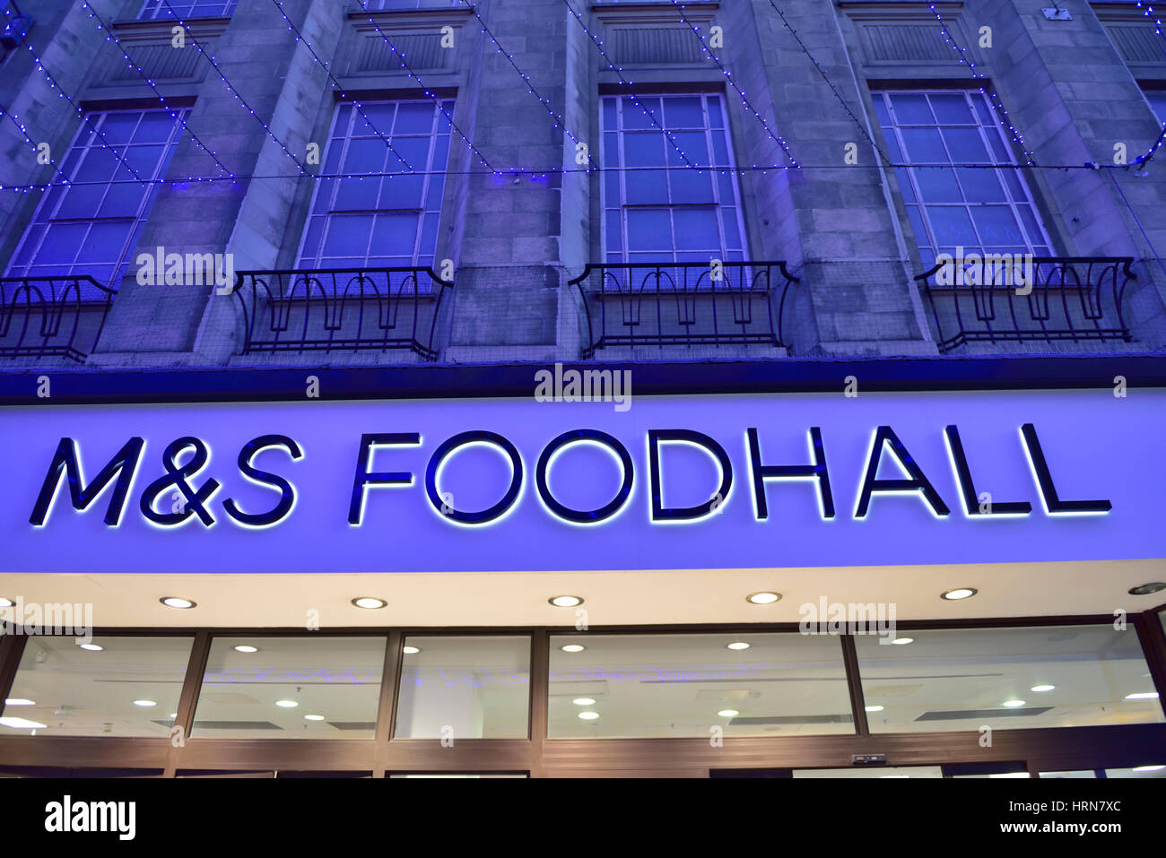 Marks and Spencer's (M&S) food hall sign Stock Photo