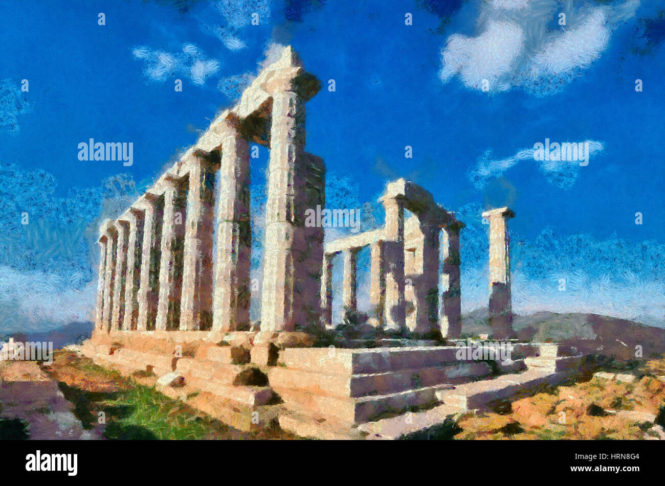 Temple of Poseidon in cape Sounio, Greece Stock Photo - Alamy