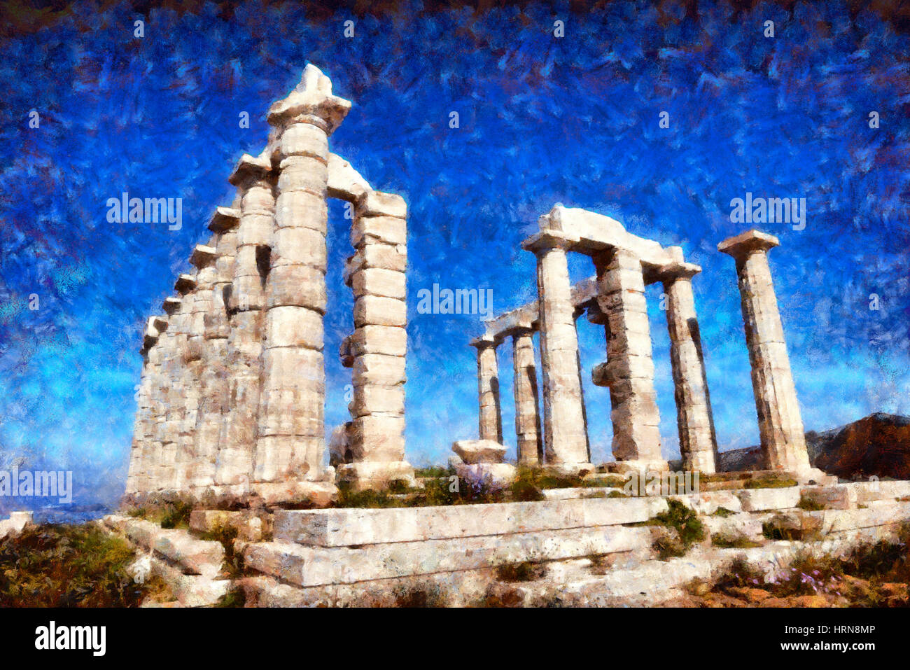 Temple of Poseidon in cape Sounio, Greece Stock Photo - Alamy