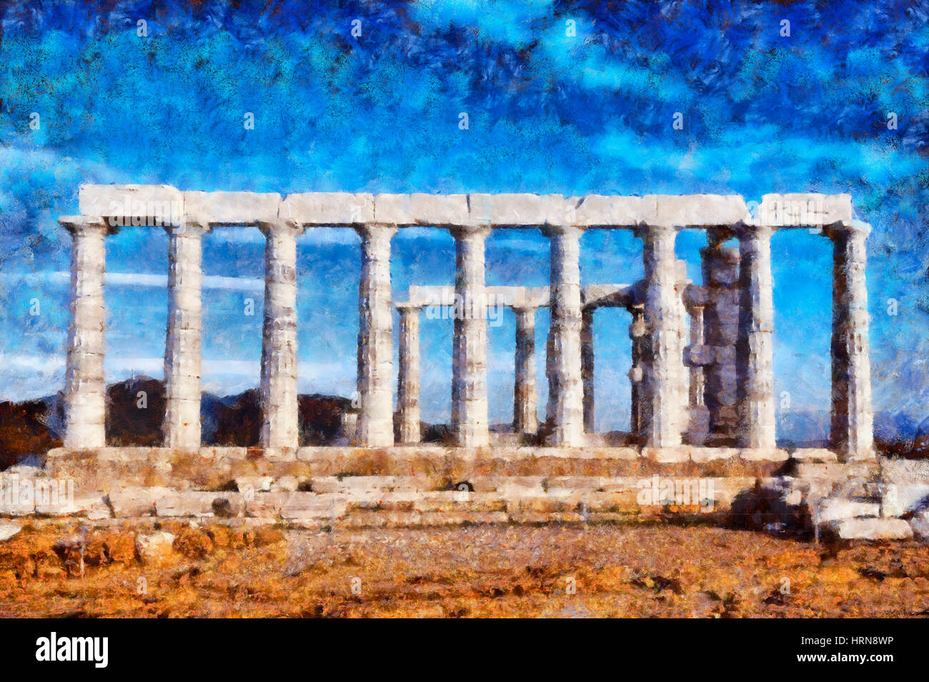 Temple of Poseidon in cape Sounio, Greece Stock Photo - Alamy