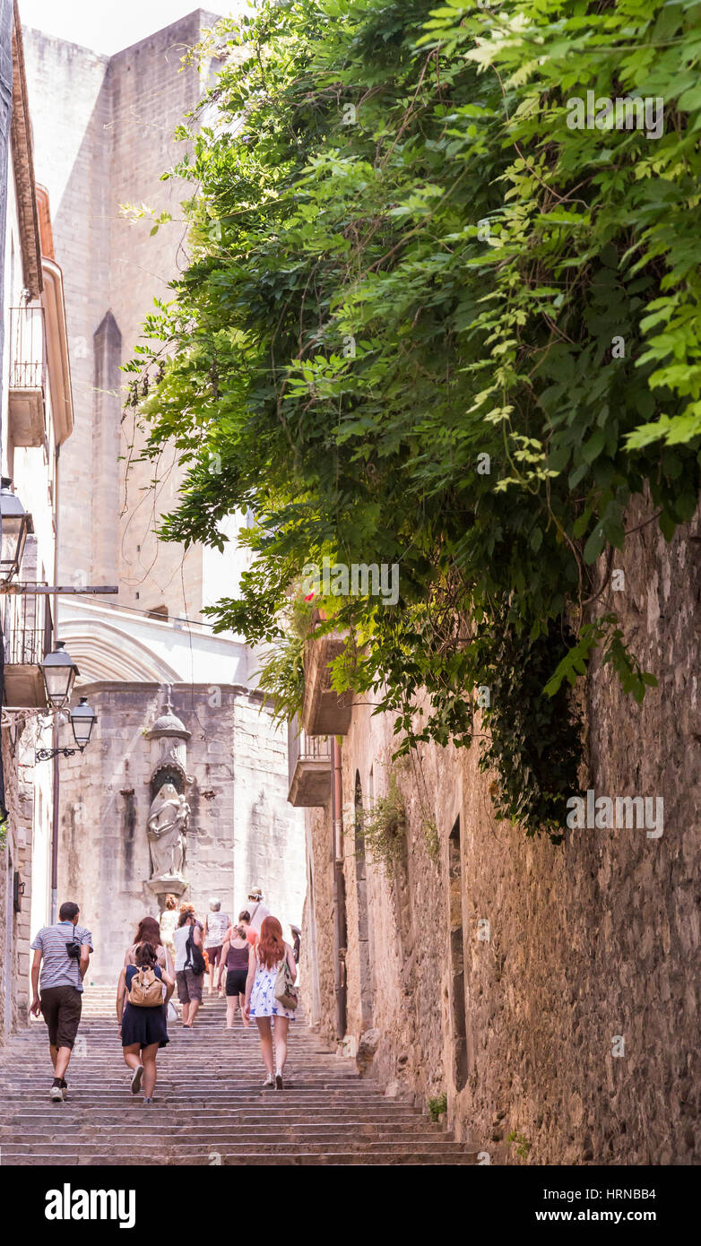 Exploring Barri Vell Old Quarter, Girona, Spain Stock Photo Alamy