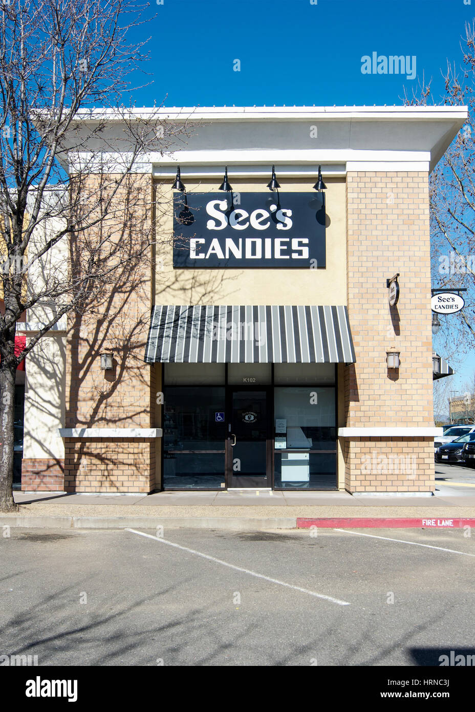 Front of a See's Candies Chocolate Shop store at the Nut Tree Plaza