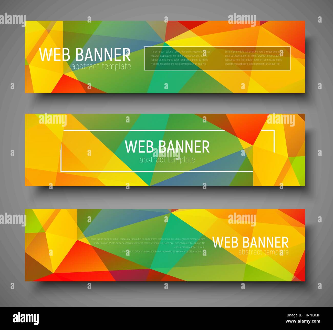 Design Horizontal Web Banners With Polygonal Multi Colored
