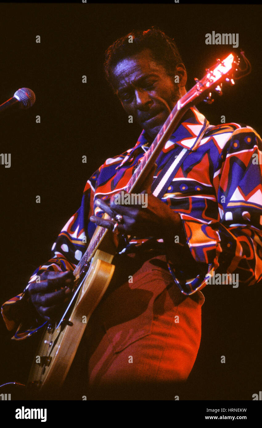 CHUCK BERRY american guitarist and singer at a concert in Norrköping ...