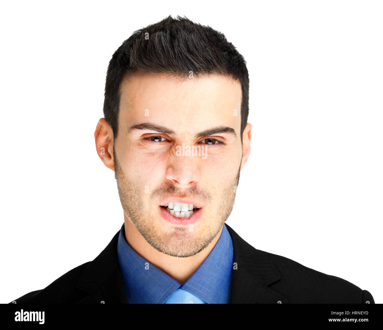 Angry businessman on white background Stock Photo - Alamy