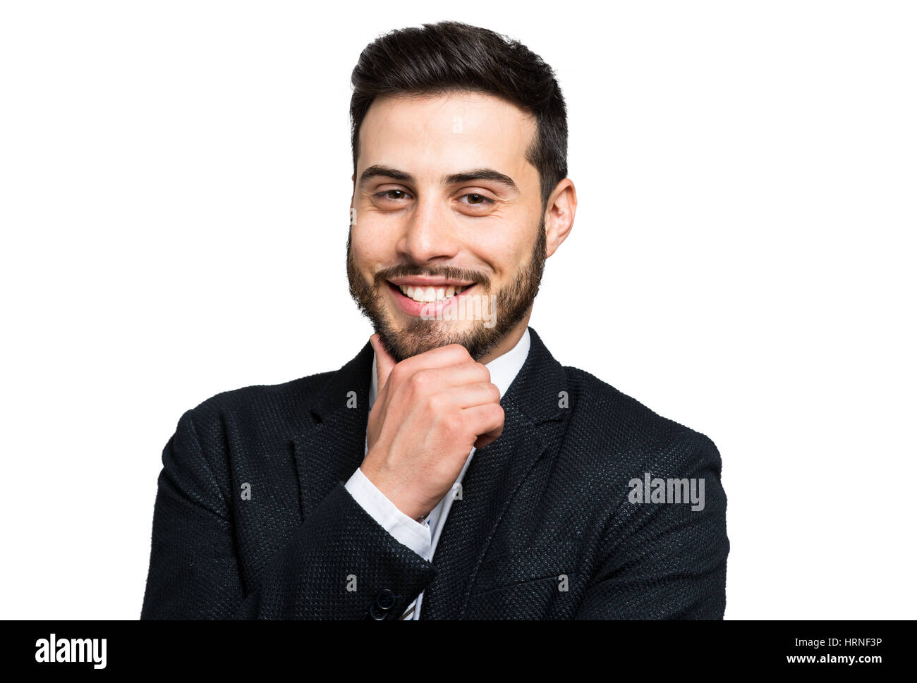 Portrait of a smiling businessman. Isolated on white Stock Photo - Alamy