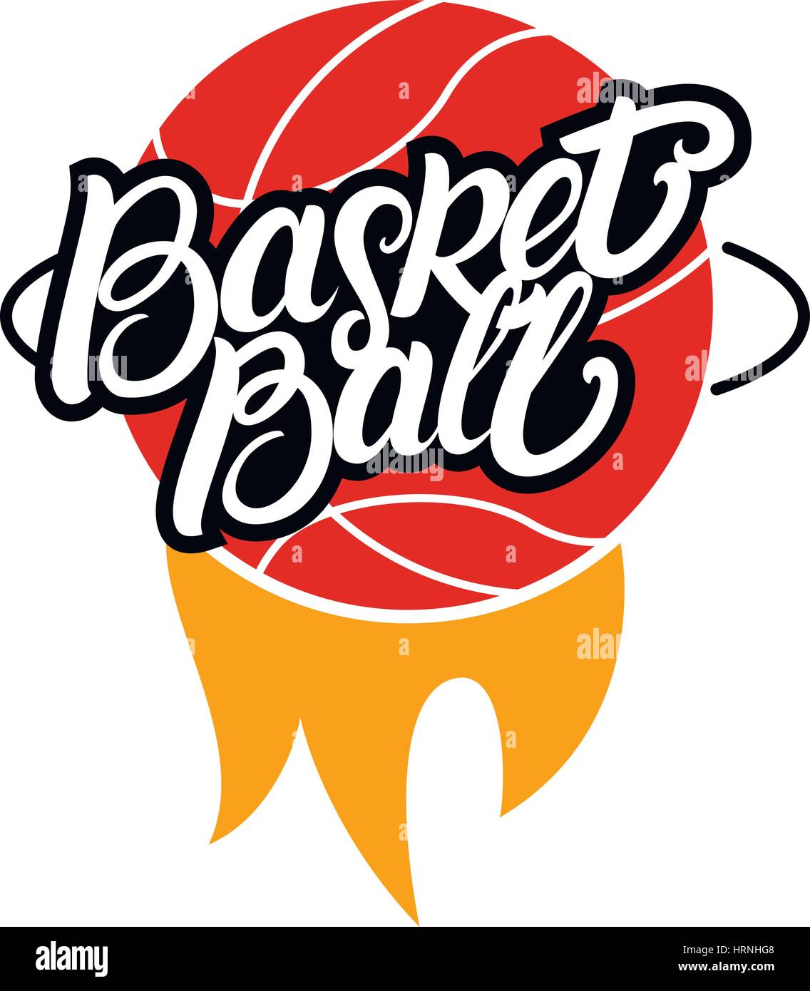Basketball hand written lettering logo, emblem, label, badge. Isolated