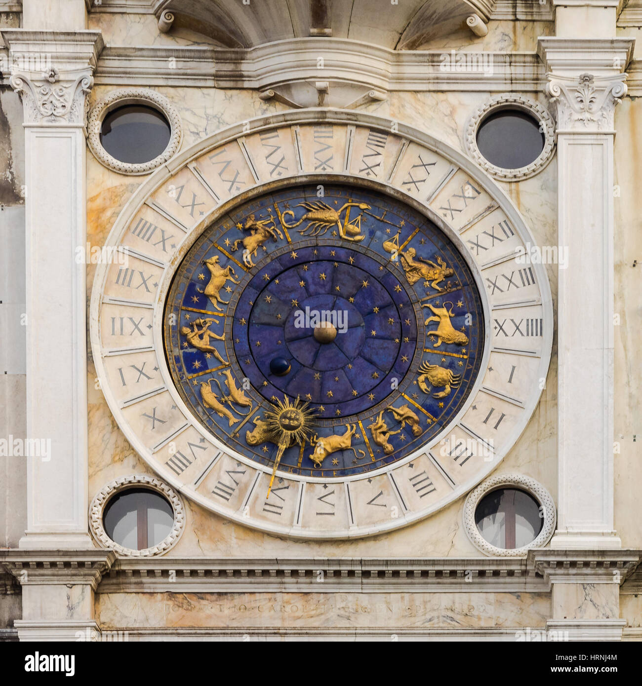 Astronomic clock at a tower at St. Mark's square, Venice, Italy Stock Photo