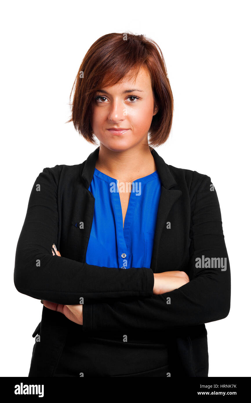 Smiling woman portrait isolated on white Stock Photo - Alamy