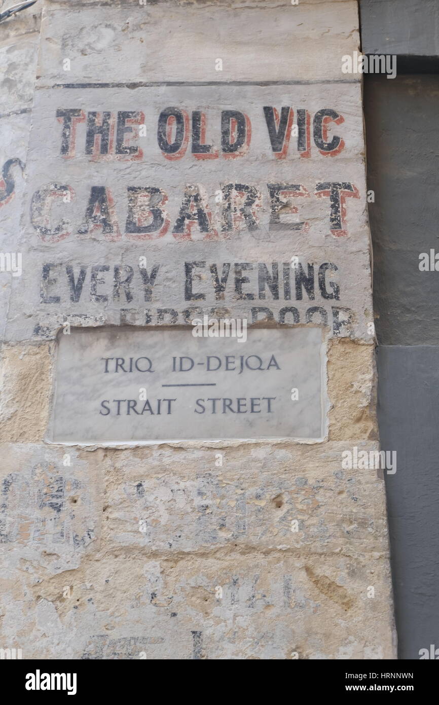 Sign on Strait Street, Valletta, Malta Stock Photo
