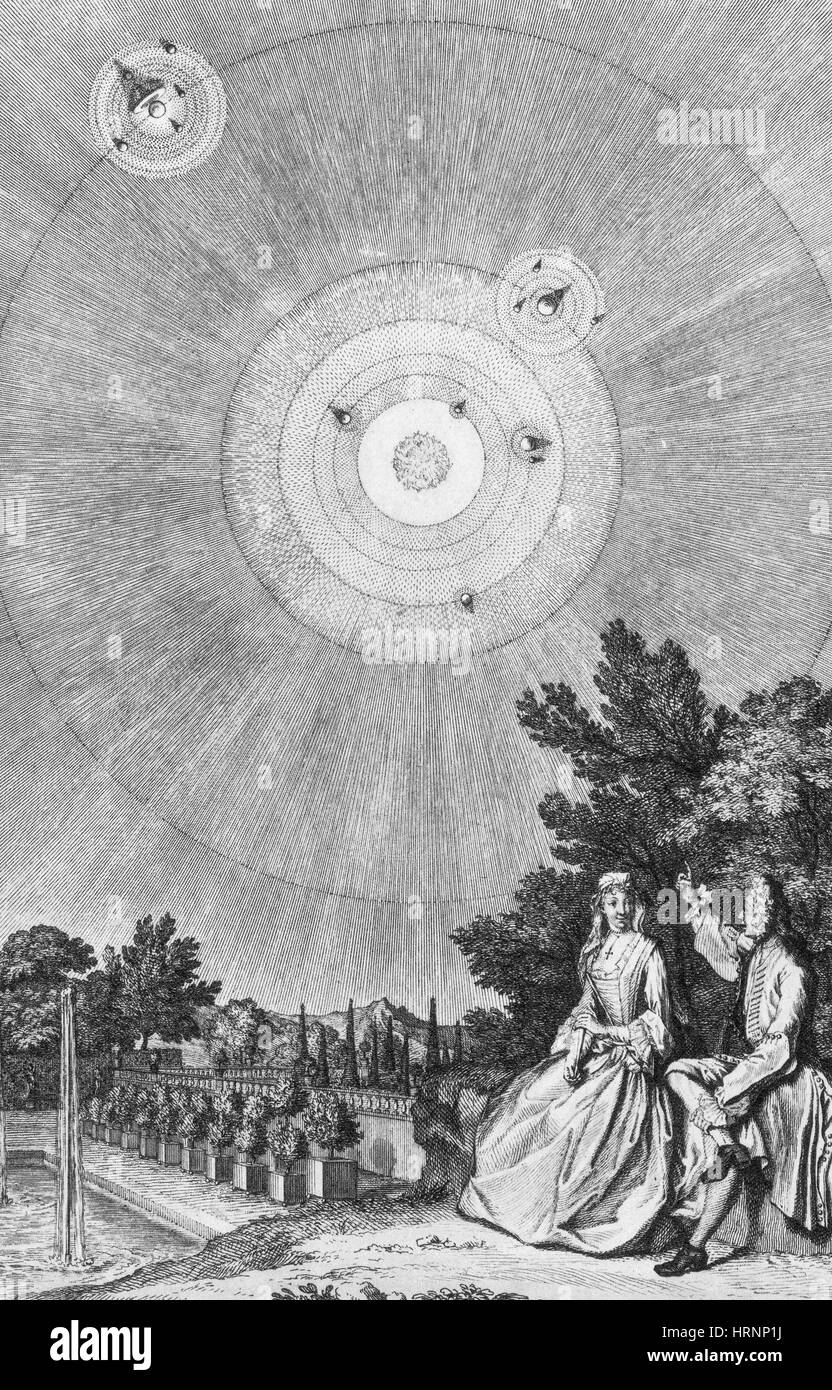 Conversations on the Plurality of Worlds, Frontispiece, 1683 Stock Photo