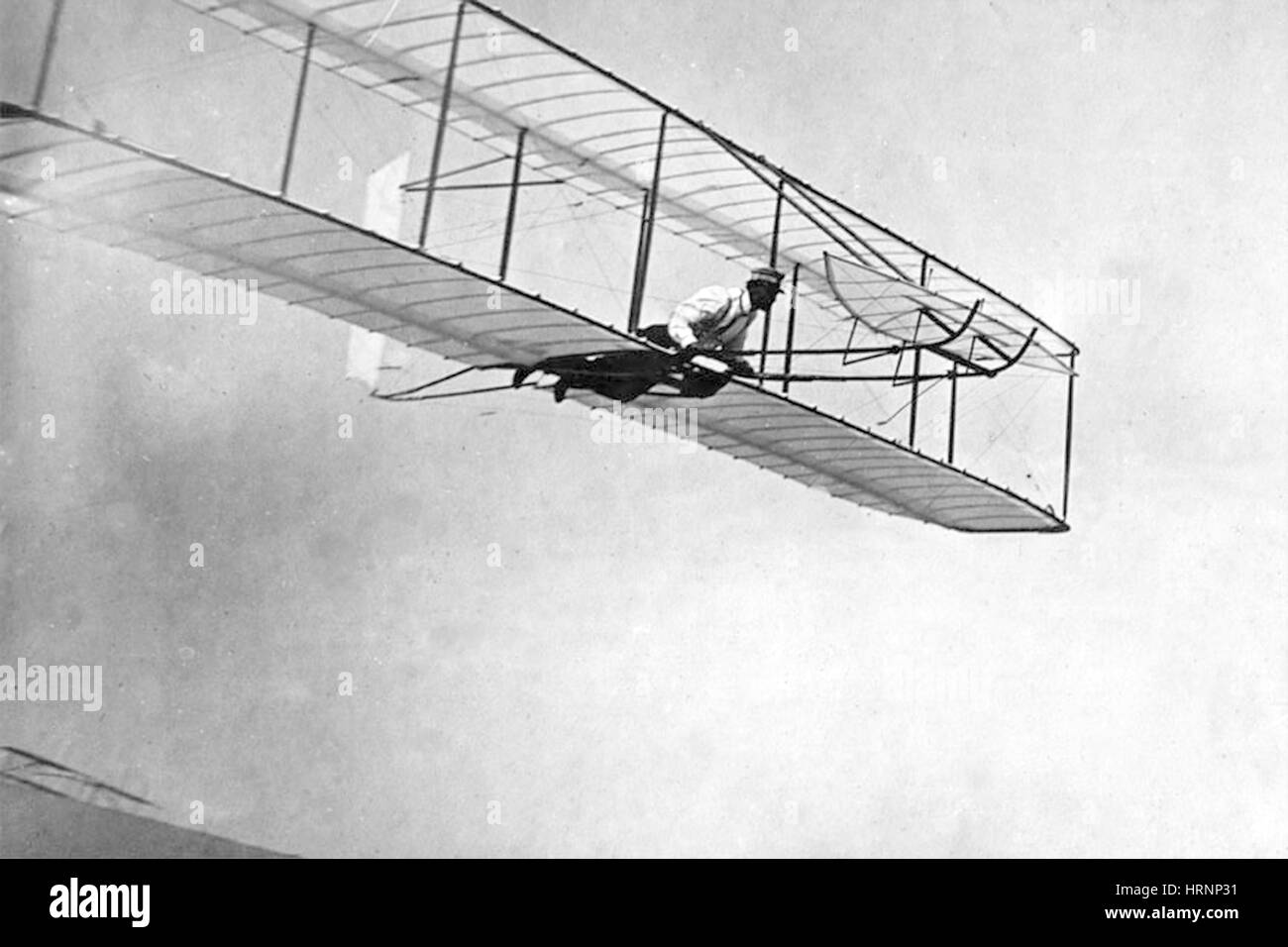 Wilbur Wright Pilots Early Glider, 1902 Stock Photo