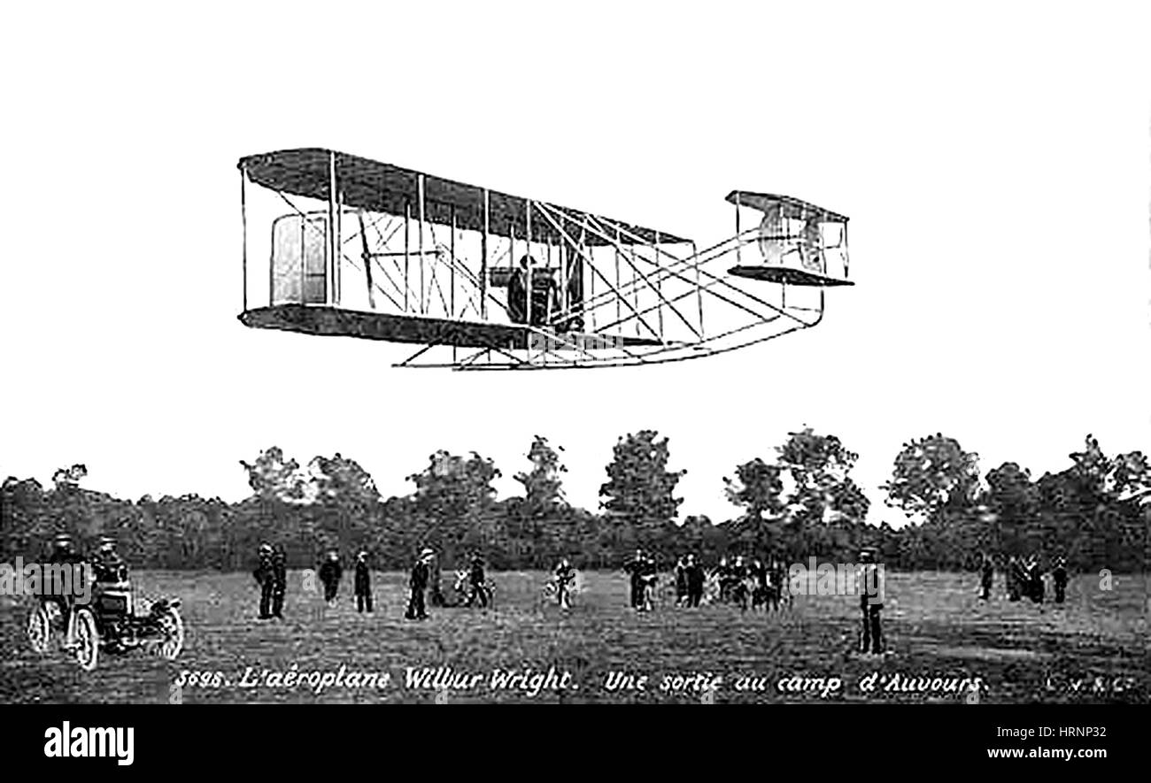 Wilbur Wright Flight Demonstration, 1908 Stock Photo