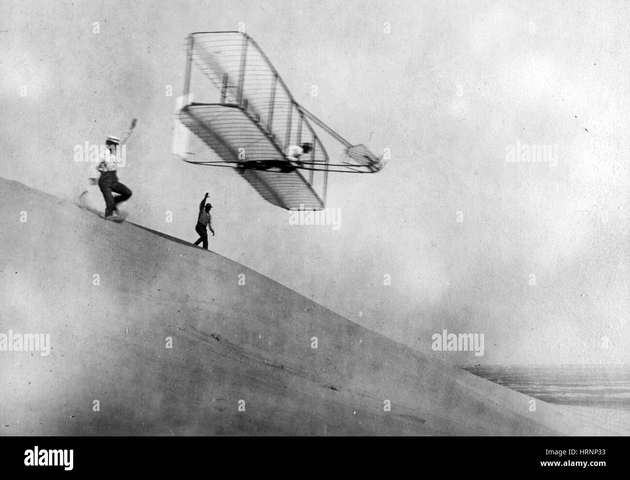 Wilbur Wright Pilots Early Glider, 1901 Stock Photo