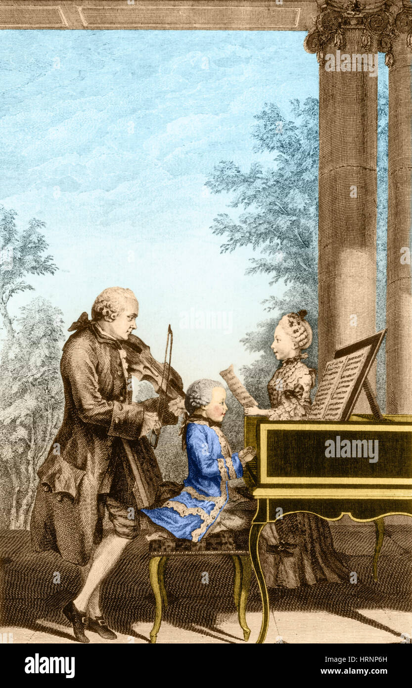 The Mozart Family On Tour, 1763 Stock Photo