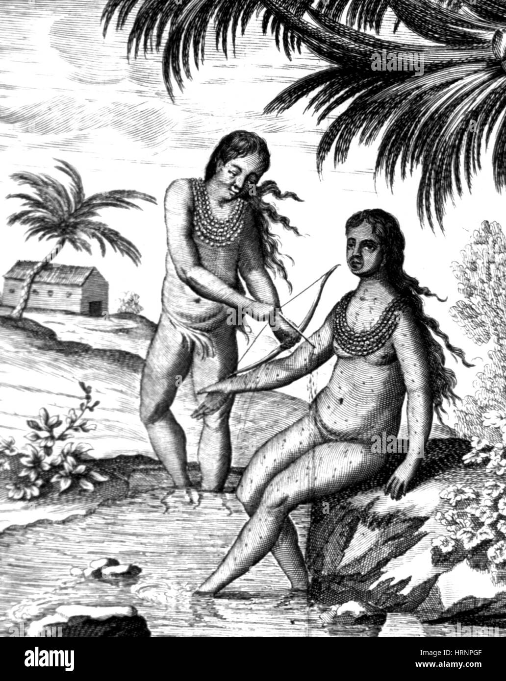 Bloodletting, Central American Indians, 17th Century Stock Photo