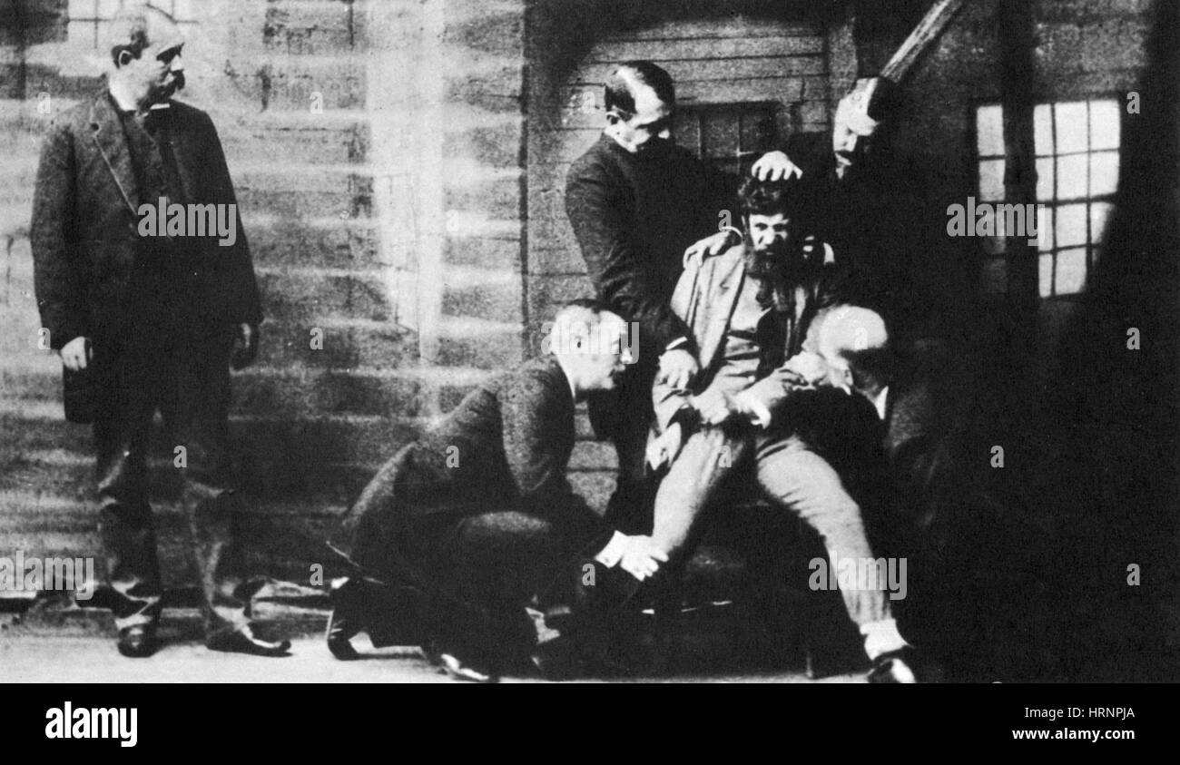 Criminal Being Held Down For Mug Shot, New York, 1884 Stock Photo