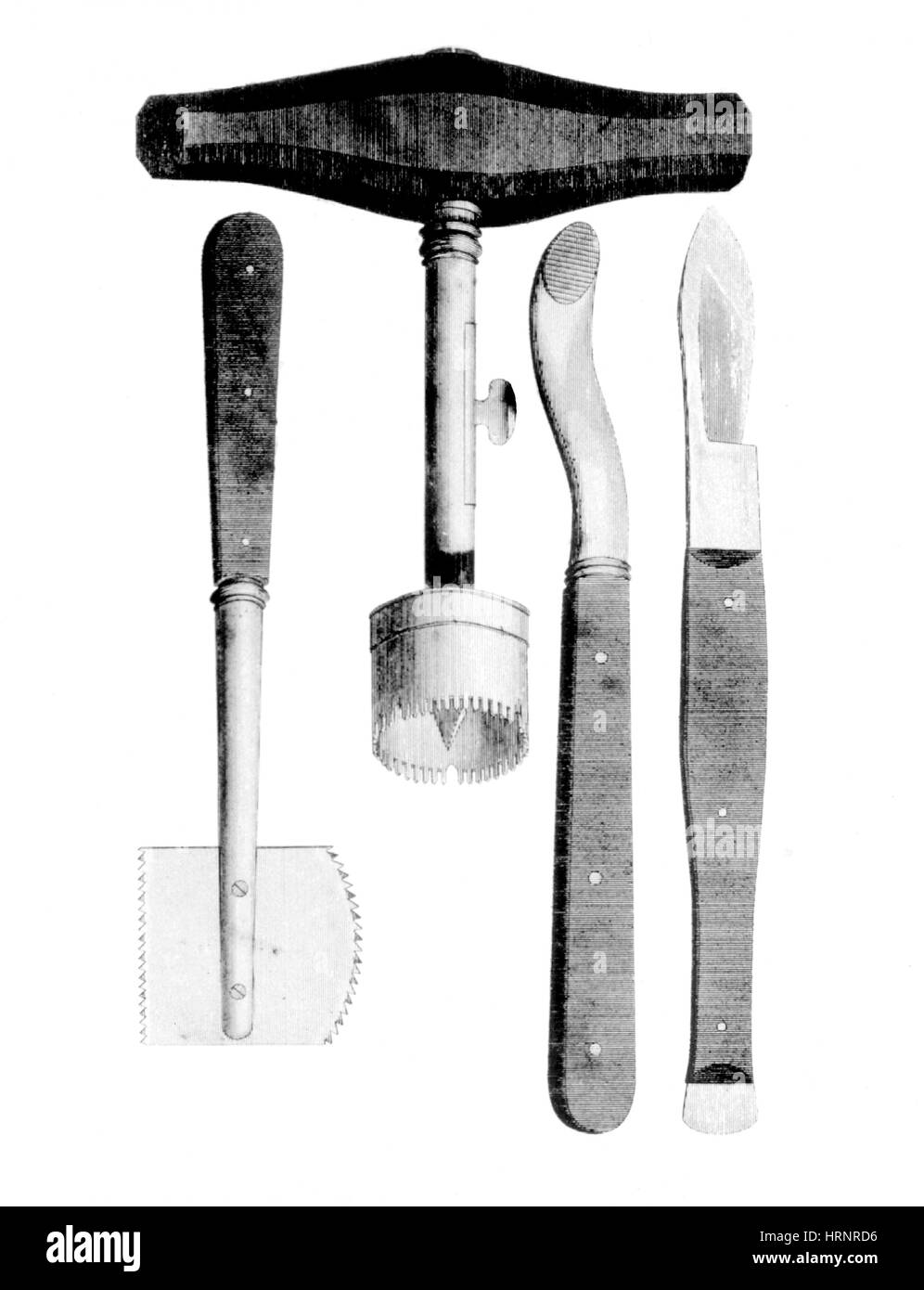 Trephination Instruments, 1813 Stock Photo