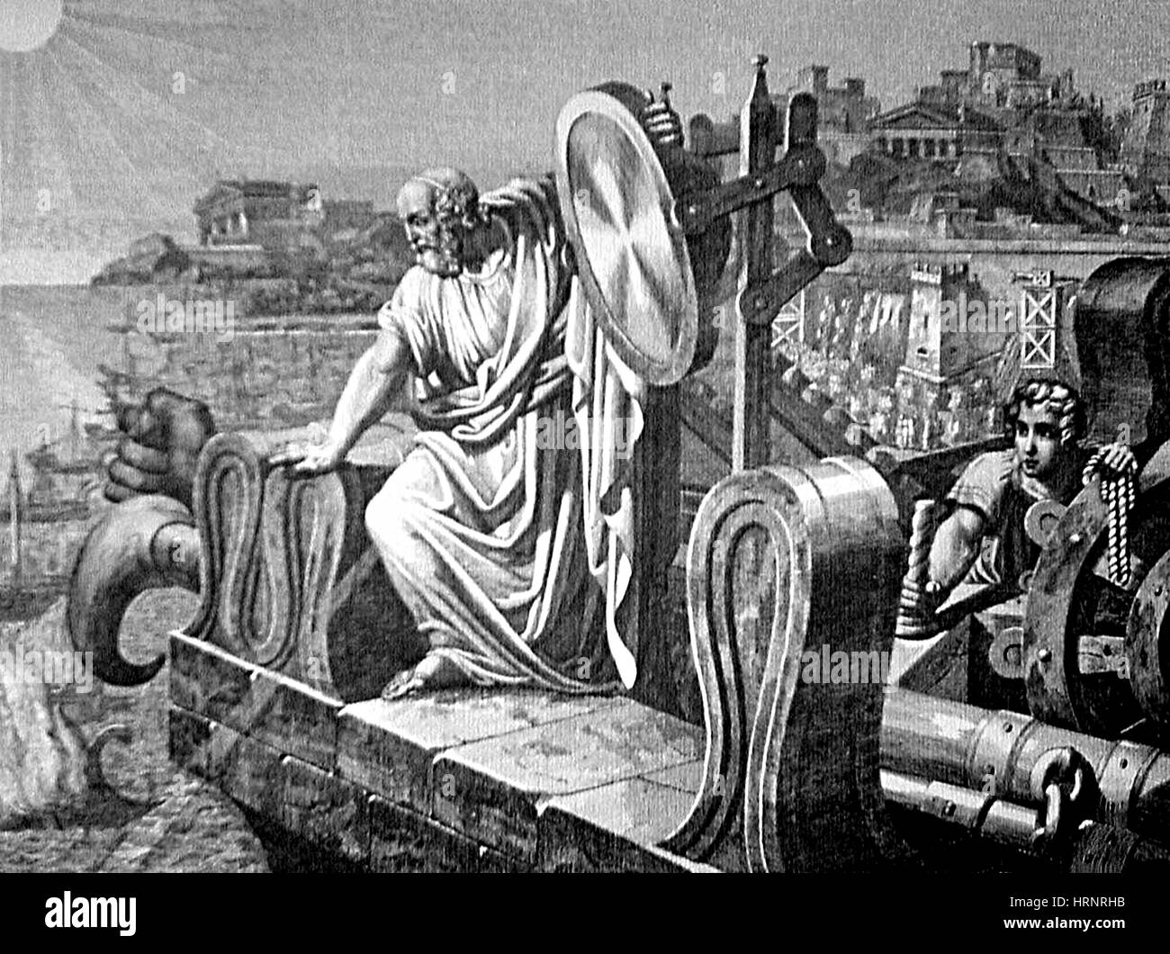 Archimedes Heat Ray, Siege of Syracuse, 212 BC Stock Photo