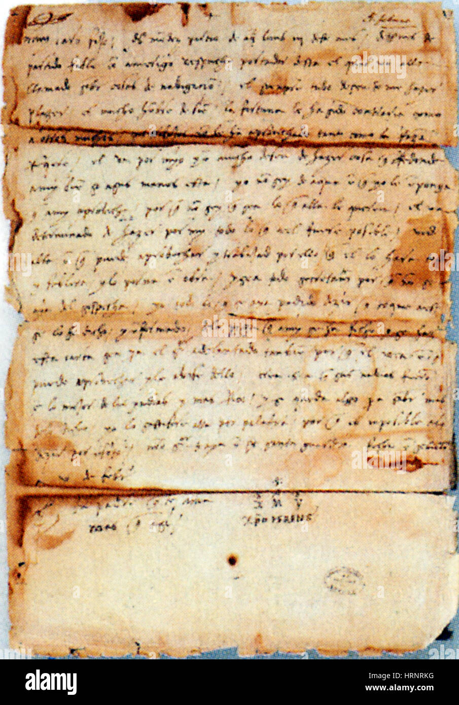 Letter written by Christopher Columbus Stock Photo