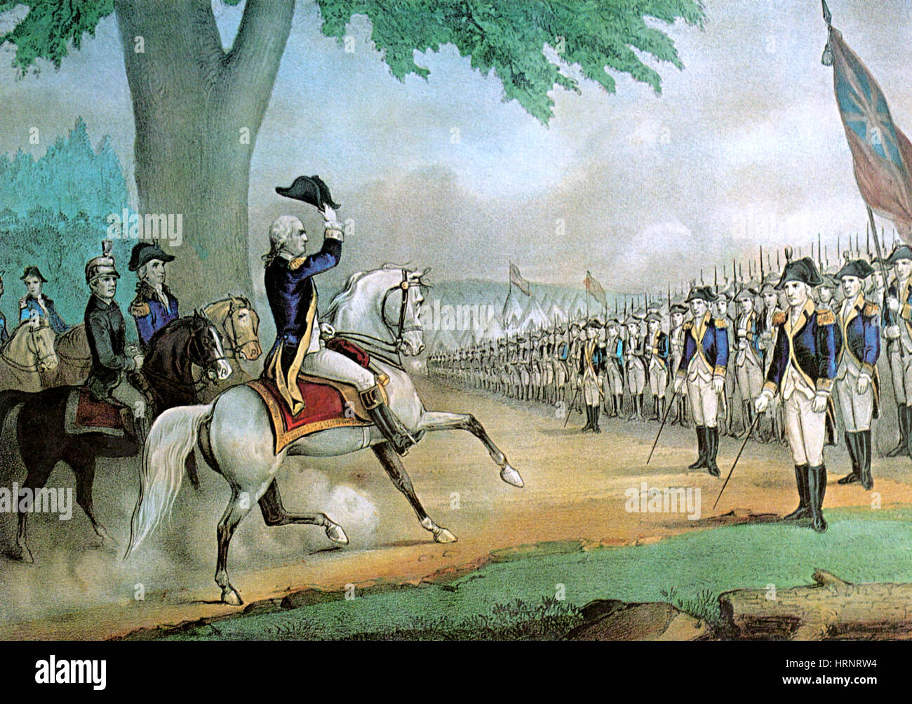 George Washington Taking Command of Army, 1775 Stock Photo