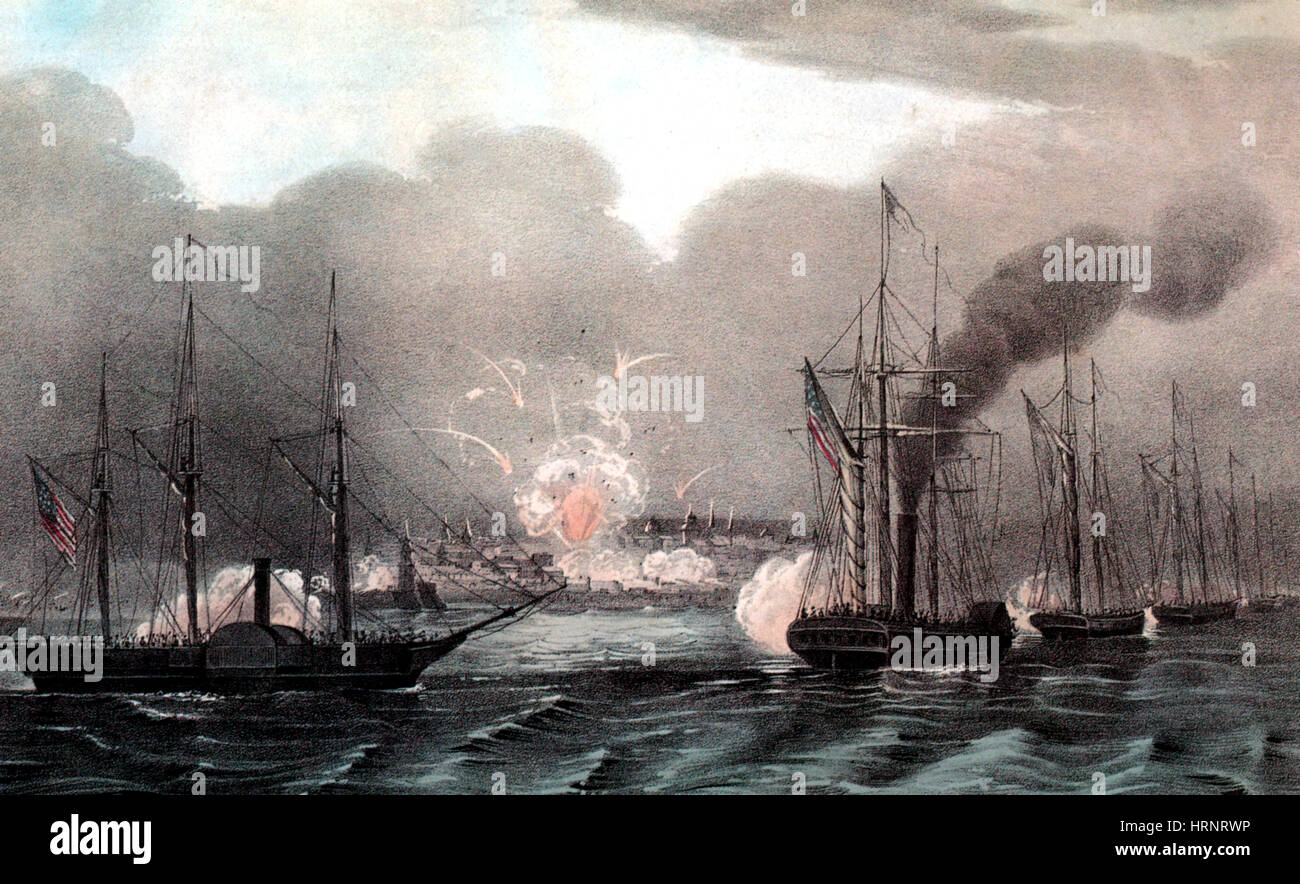 Mexican-American War, Naval Bombardment of Veracruz, 1847 Stock Photo