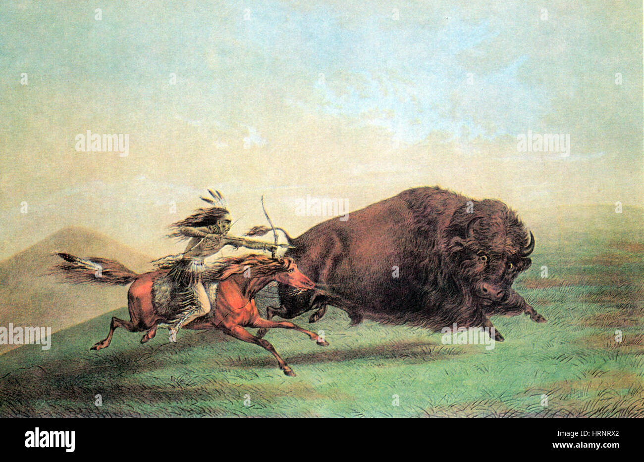 Native American Indian Buffalo Hunting Stock Photo - Alamy
