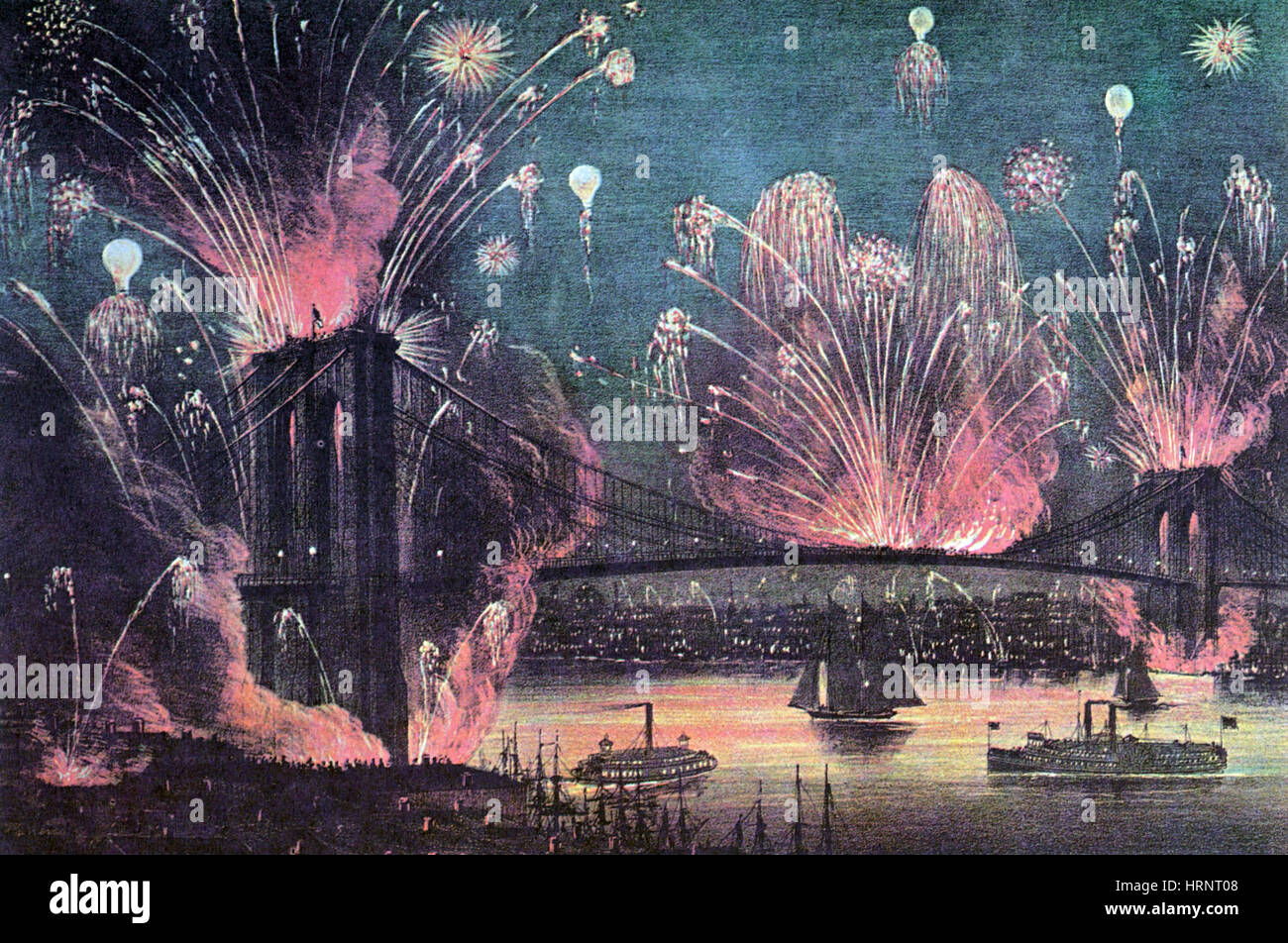 Opening of Brooklyn Bridge Celebration, 1883 Stock Photo