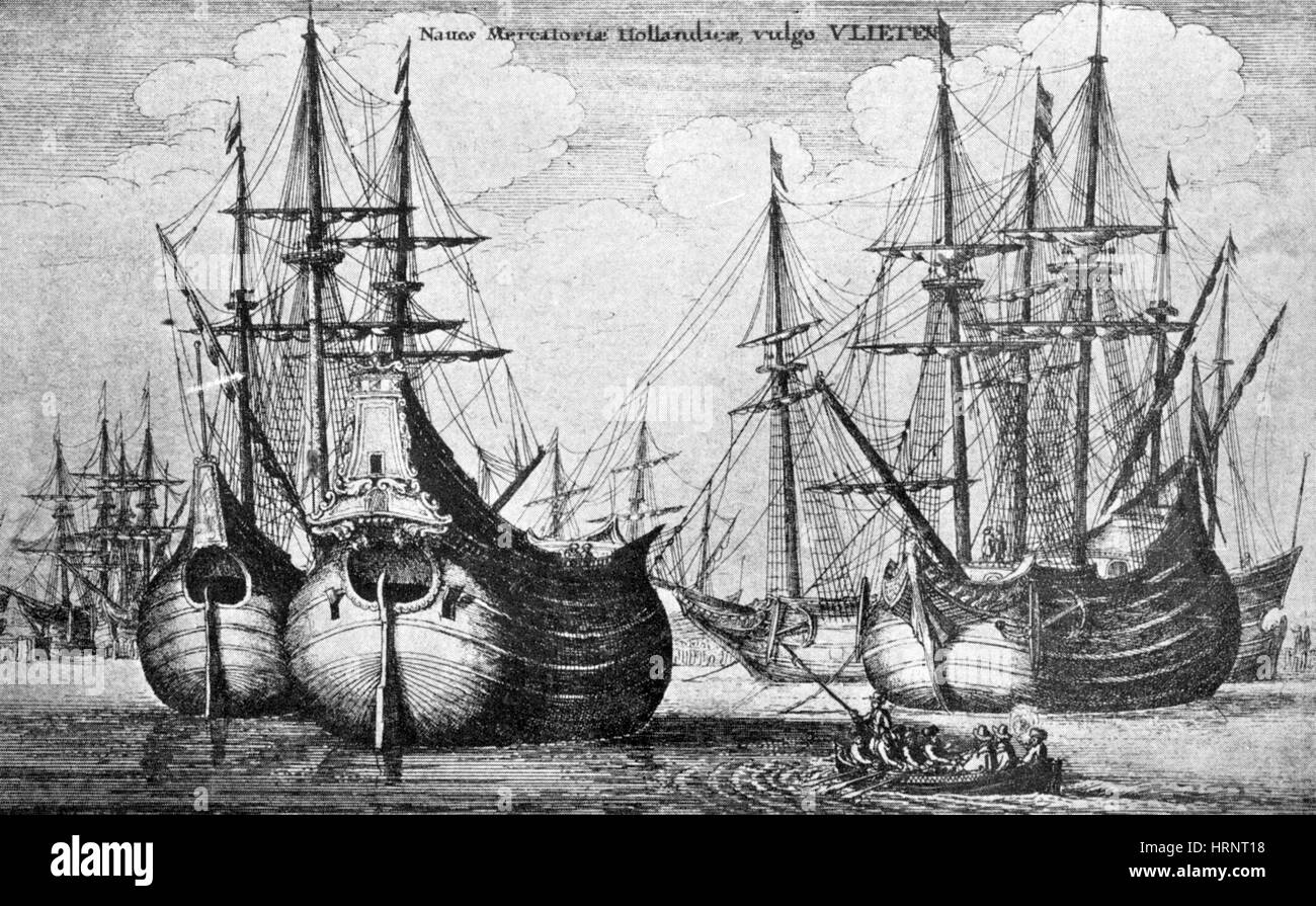 East India Company Ships, 17th Century Stock Photo