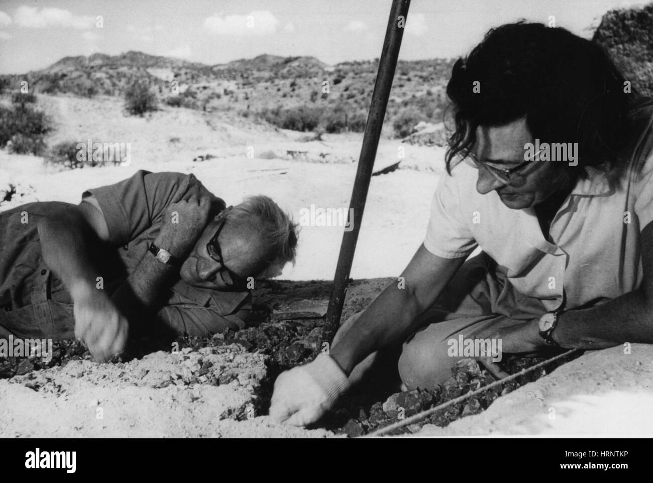 Louis and Mary Leakey, Oduvai Gorge Stock Photo