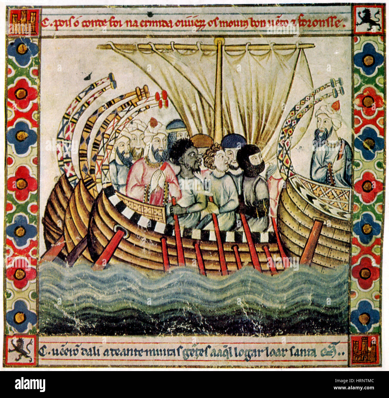 Spanish Muslim Warships, 12th Century Stock Photo