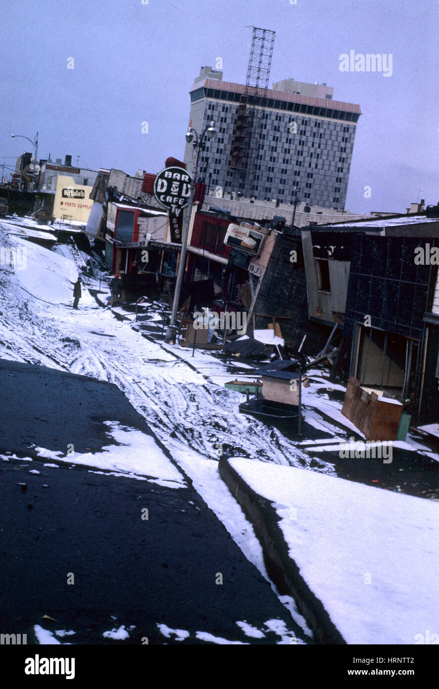 Great Alaskan Earthquake and Tsunami, 1964 Stock Photo