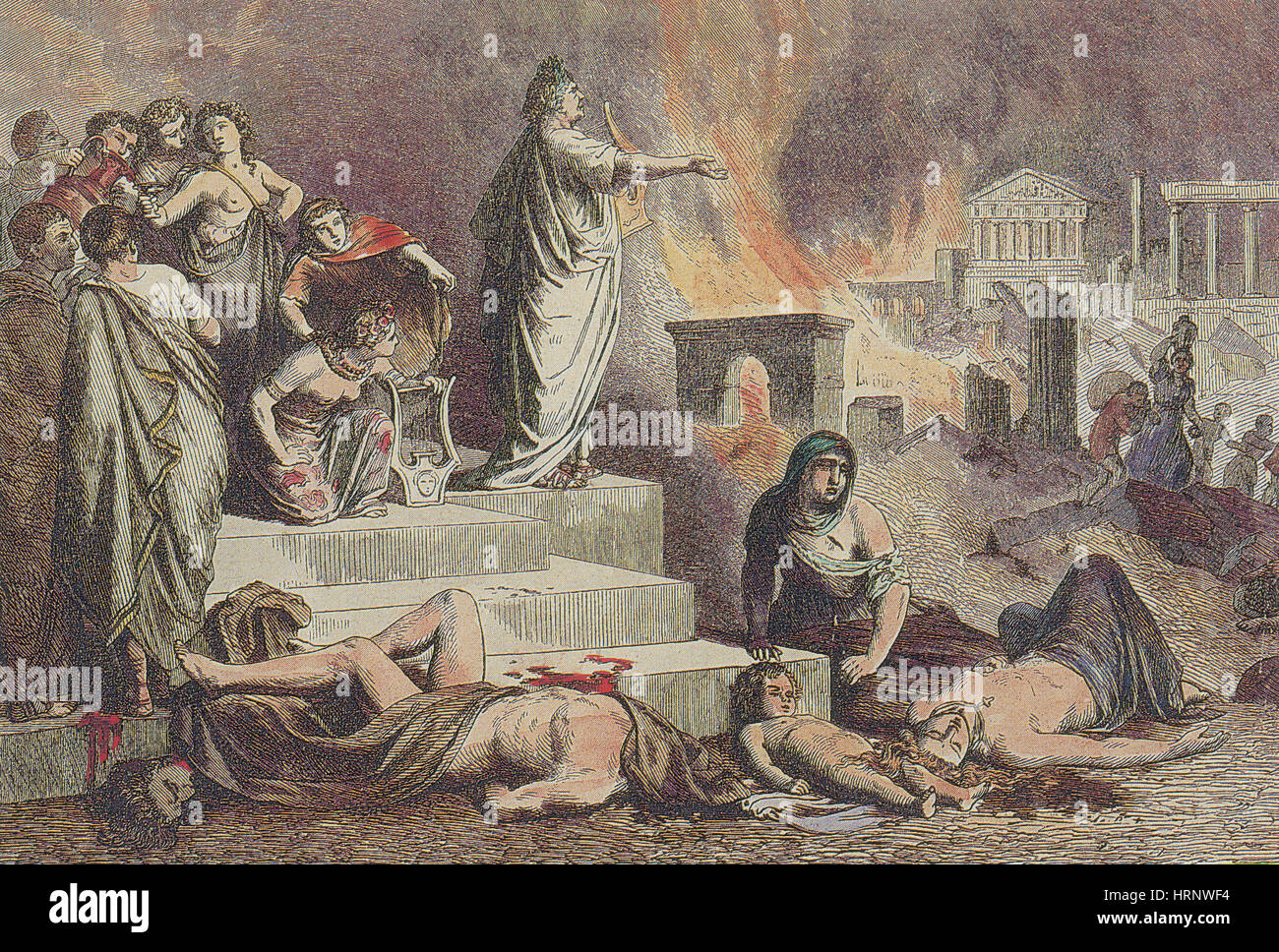 Nero and the Great Fire of Rome, 64 AD Stock Photo