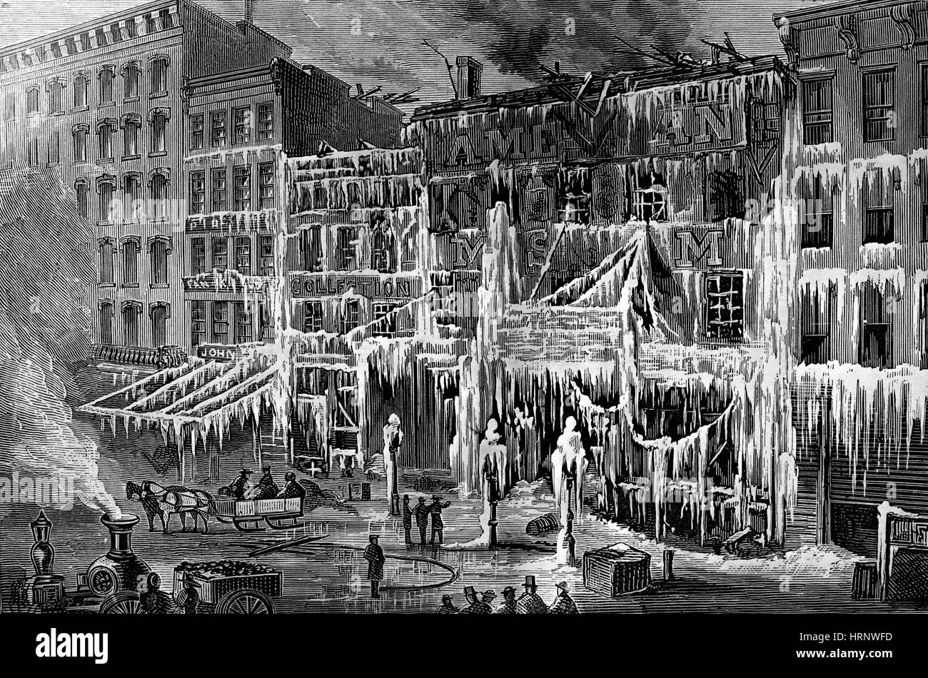 Frozen Remains of Barnum's Museum, 1868 Stock Photo