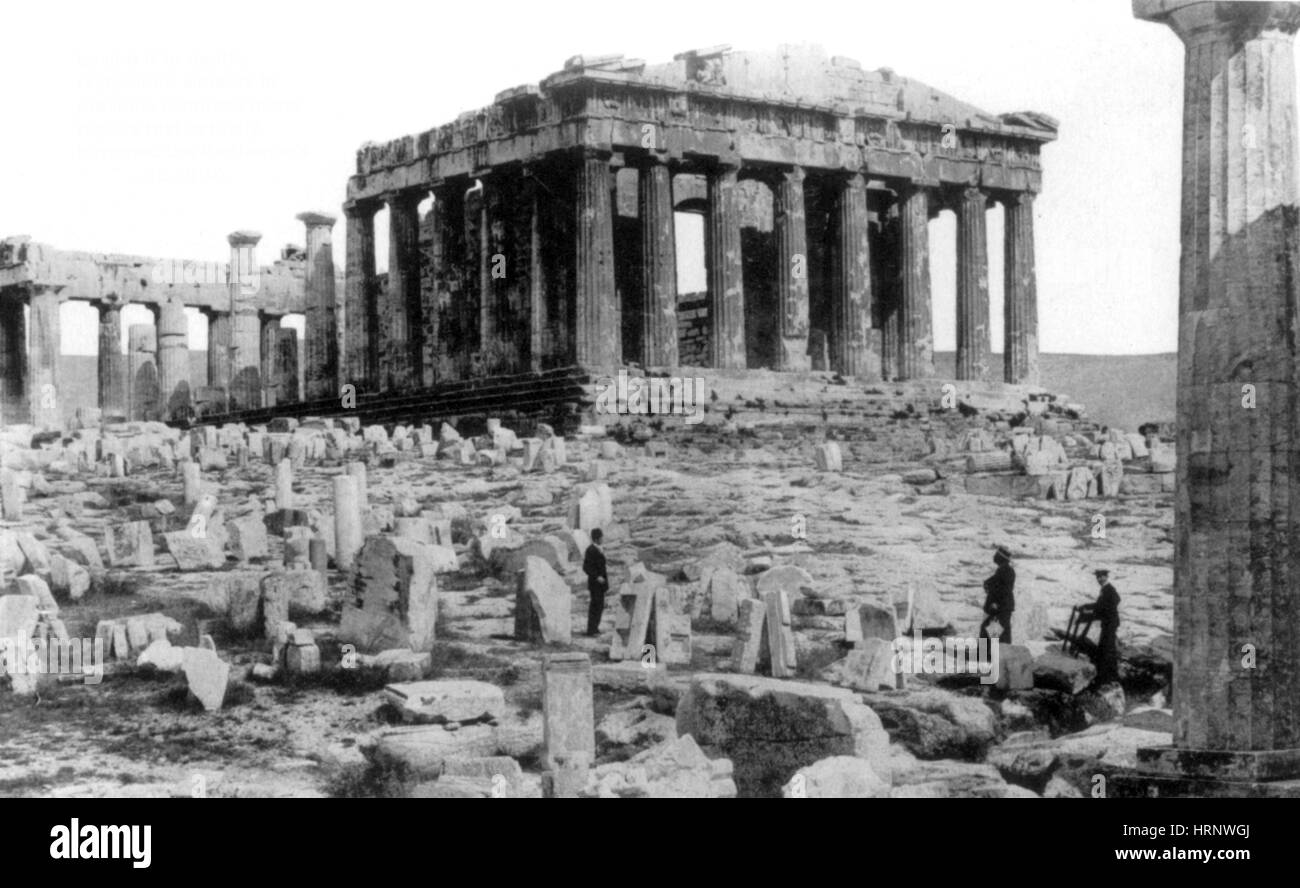 Athenian Acropolis, Parthenon, 1910 Stock Photo