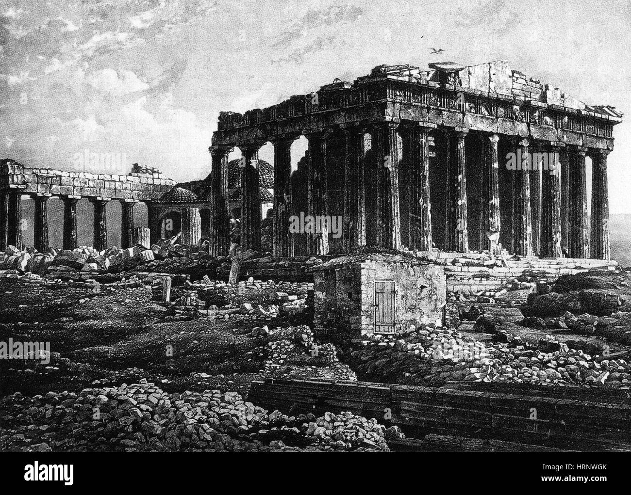 Athenian Acropolis, Parthenon, 1841 Stock Photo