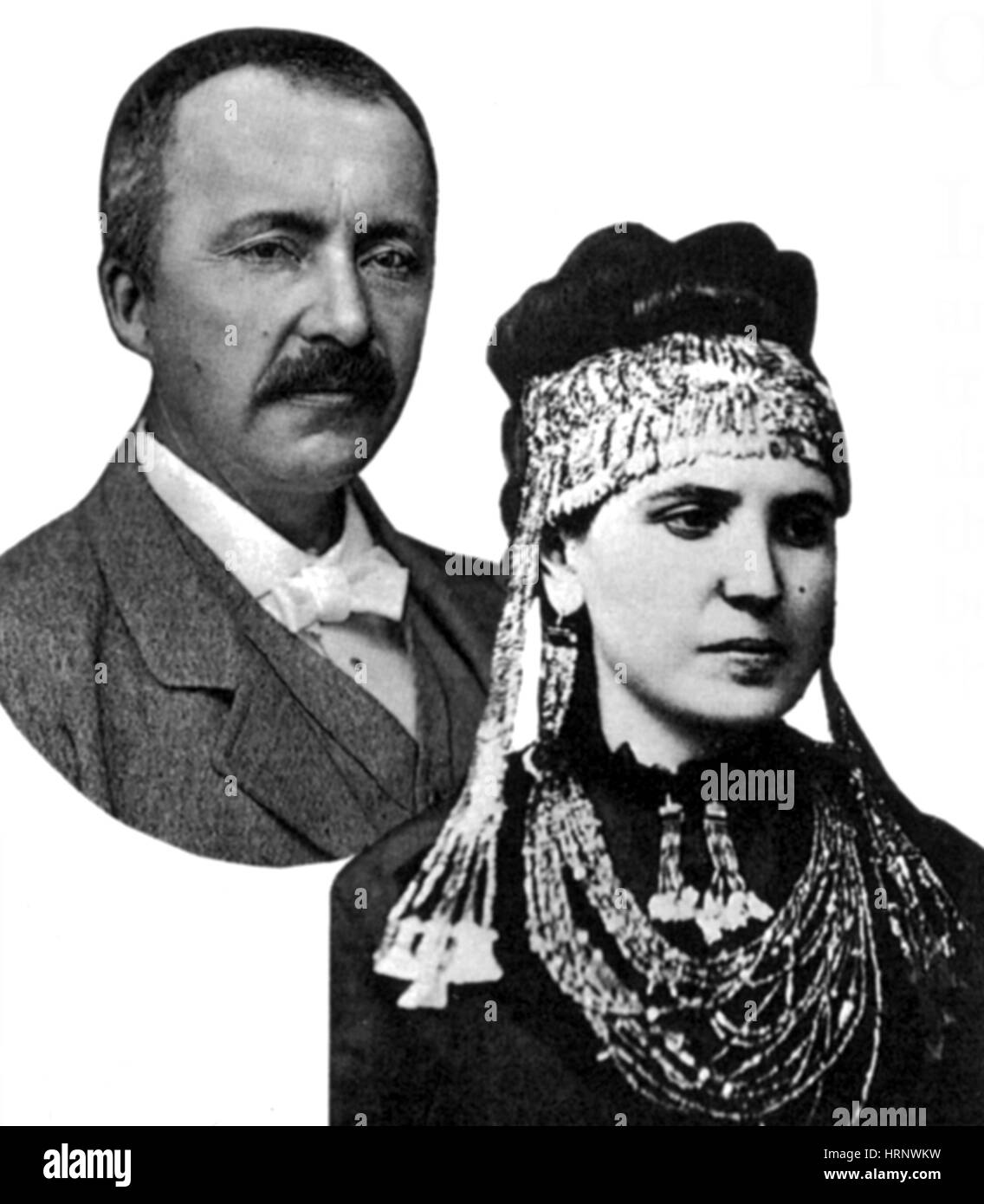 Heinrich & Sophia Schliemann, German Archeologists Stock Photo