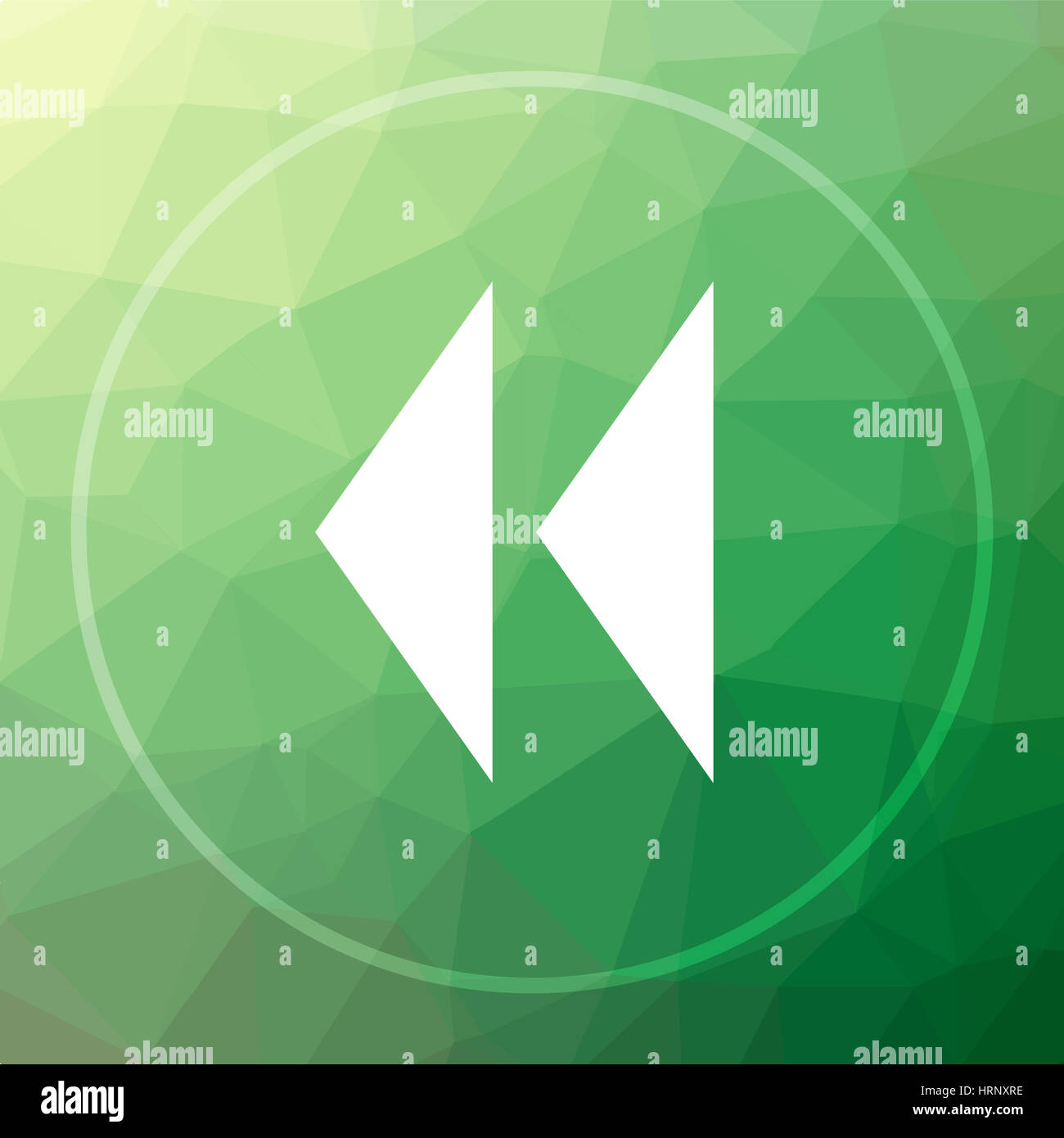 Rewind icon. Rewind website button on green low poly background Stock ...