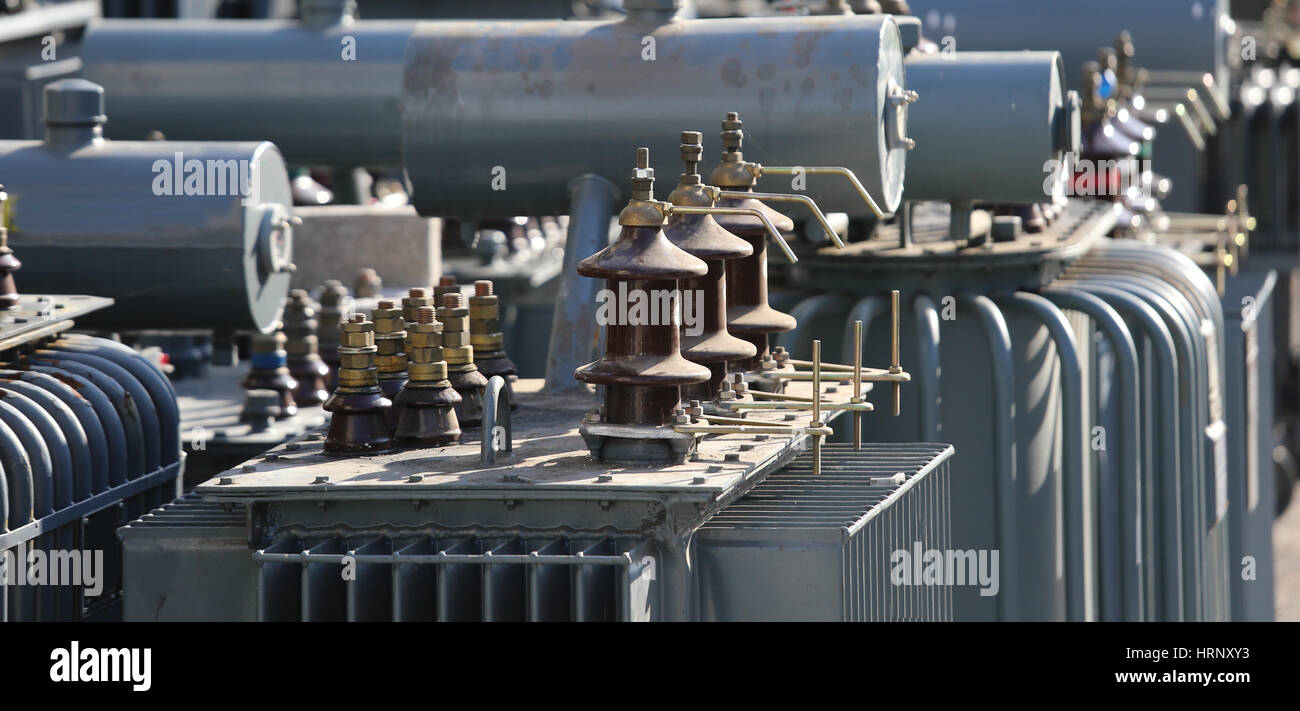 large deposit of old voltage transformers used in substations high