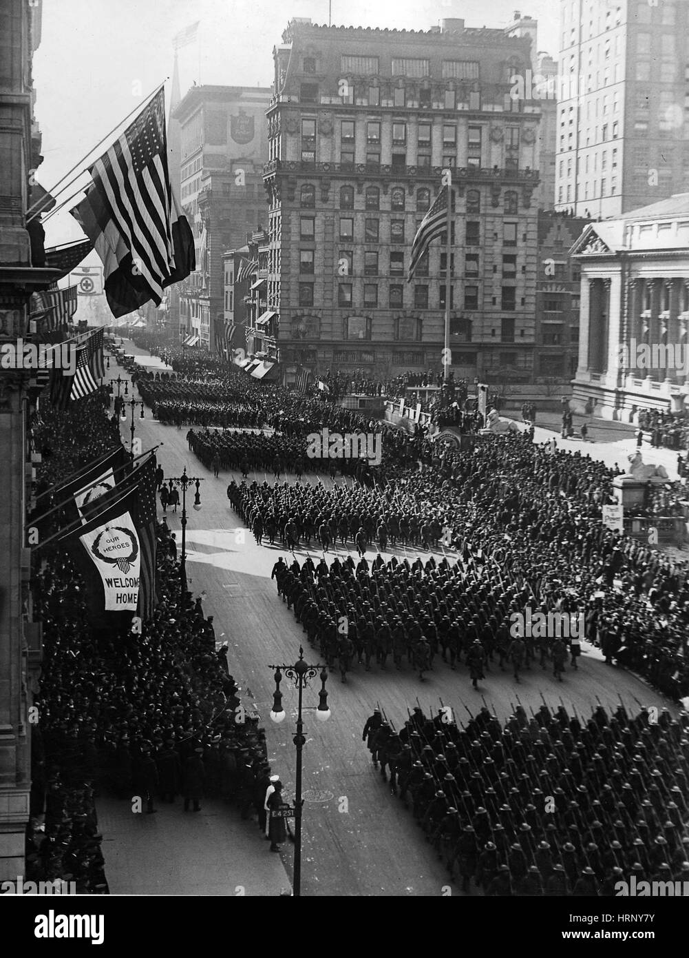 WWI, NYC, Parade for Returning Soldiers, 1919 Stock Photo