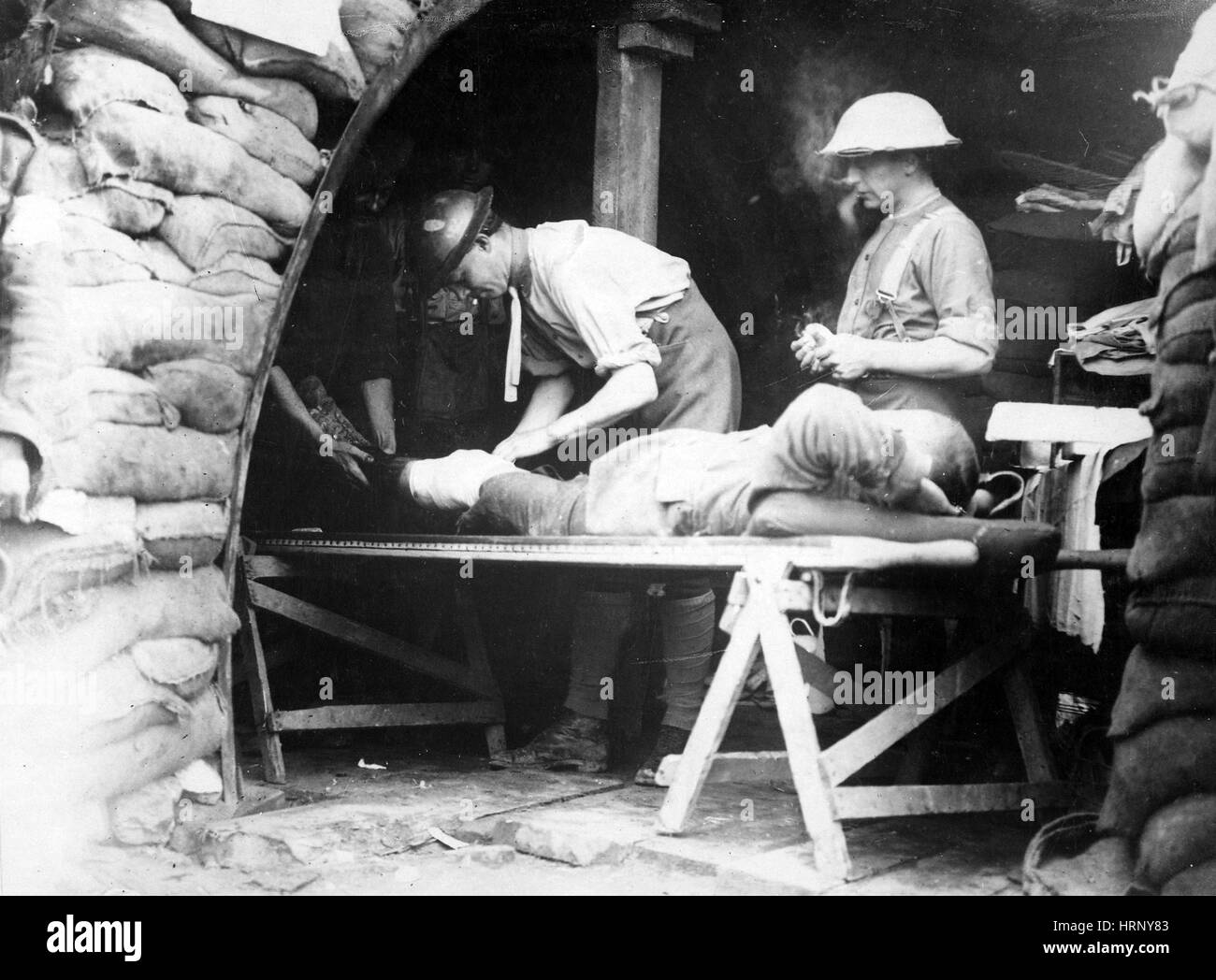 WWI, First Aid Dressing Station, 1917 Stock Photo