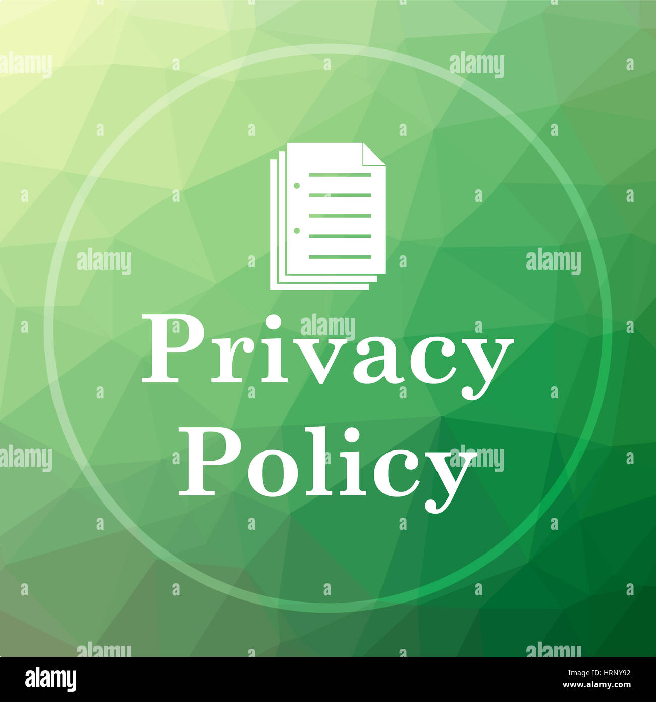 Privacy policy icon. Privacy policy website button on green low poly ...