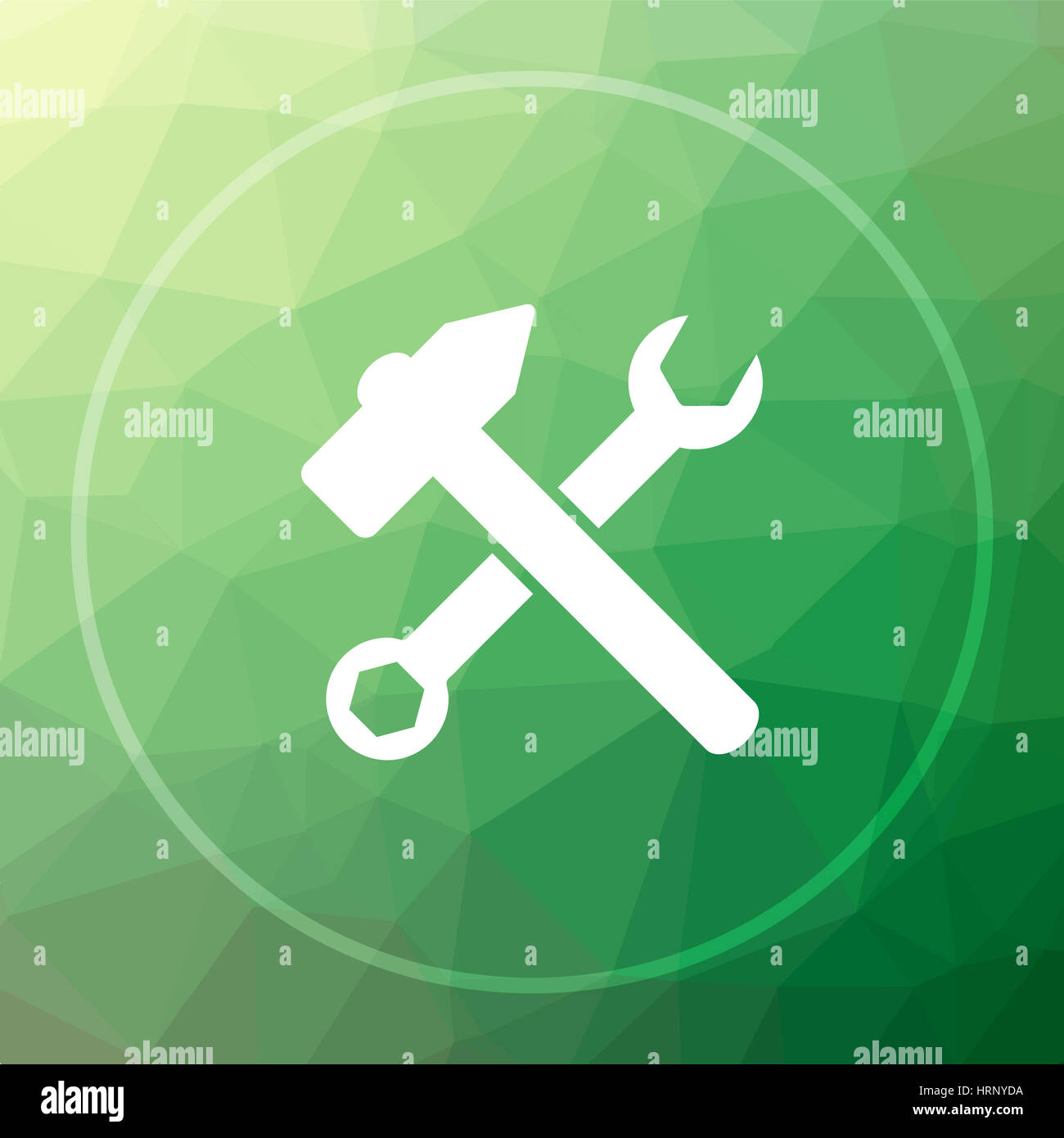 Tools icon. Tools website button on green low poly background Stock ...