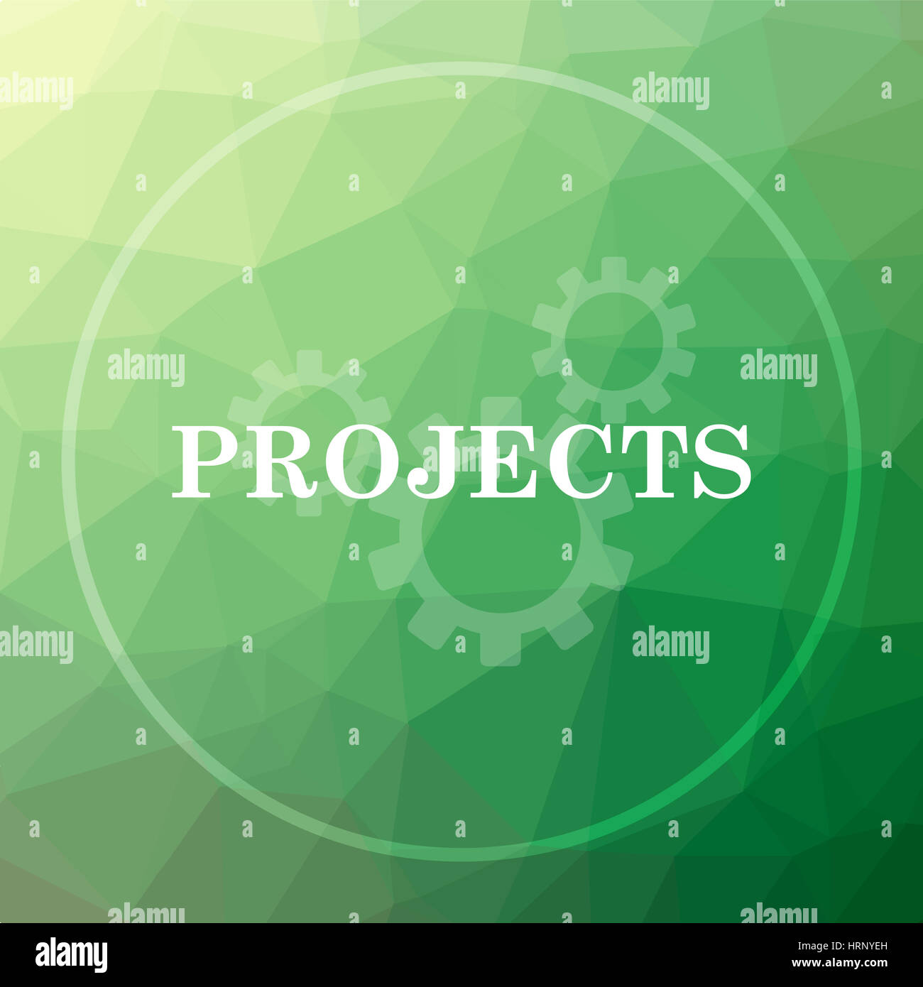Projects icon. Projects website button on green low poly background ...