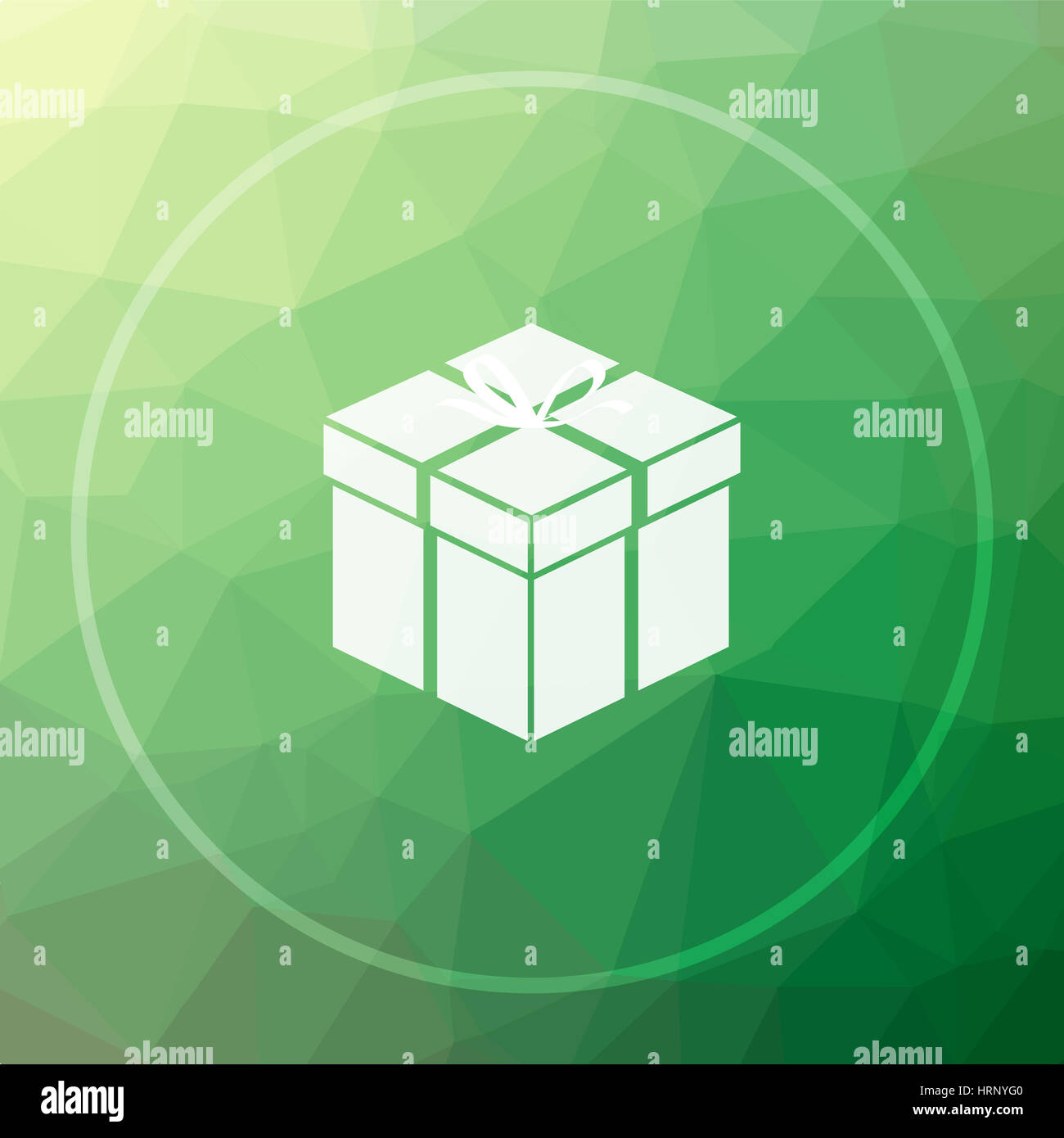 Gift icon. Gift website button on green low poly background Stock Photo ...